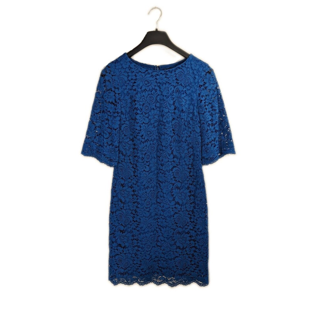 RALPH LAUREN Royal Blue Lace Lined 3/4 Sleeve Sheath Dress Sz 10
